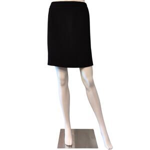 Vintage Black Mini Skirt Size 4P Crepe Elastic Waist Stretch Minimalist Classic